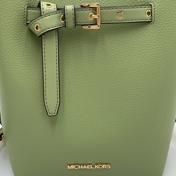 MICHAEL KORS EMILIA SMALL BUCKET BAG MESSENGER LIGHT SAGE COLOR - Picture 12 of 15